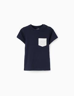 -T-shirt en coton avec poche poitrine