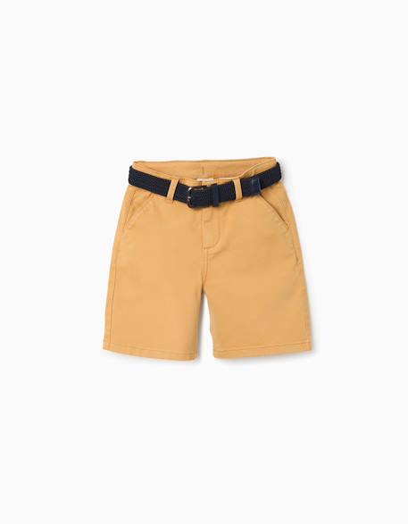 Short midi en sergé avec ceinture Blanc+Bleu clair+Jaune 9 - vertbaudet enfant 