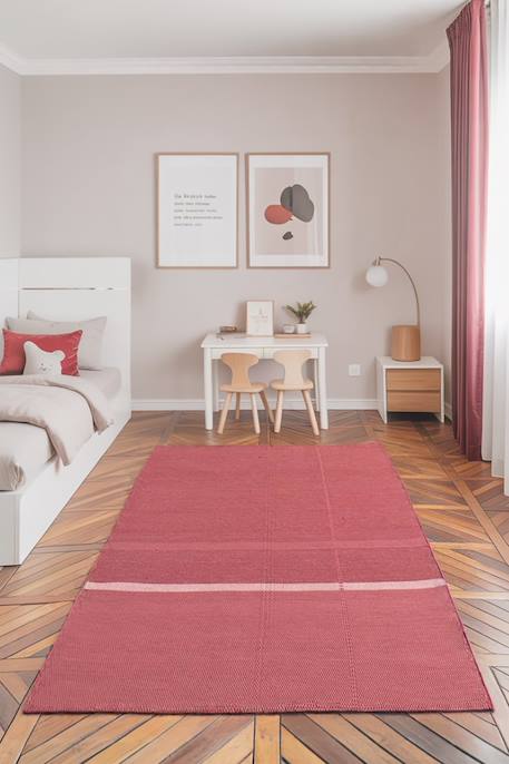Tapis en fibres recyclées tissé à la main leonor Beige sable+Bleu naturel+Rose poudrée+Vert naturel 14 - vertbaudet enfant 