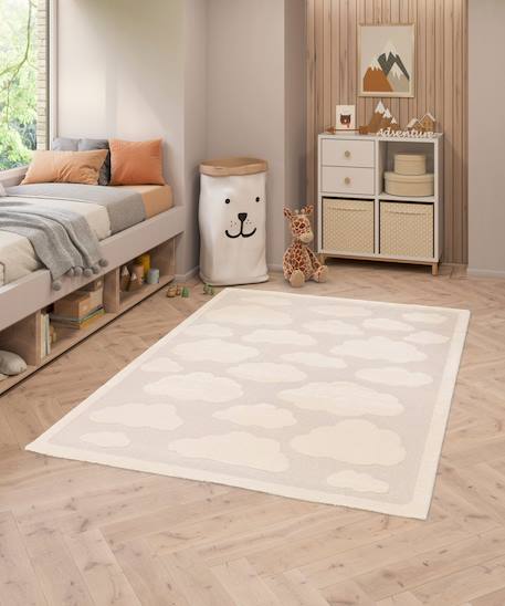 Tapis enfant avec effet relief nuages Beige sable+Bleu glacier 3 - vertbaudet enfant 
