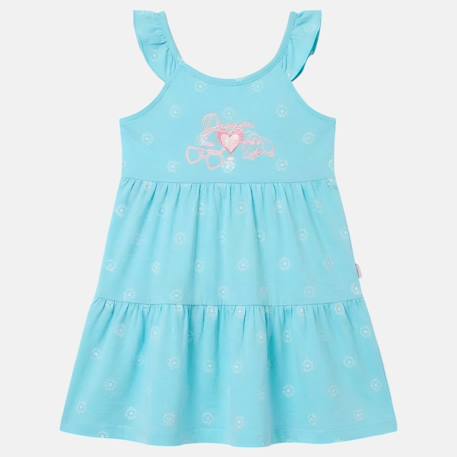 Robe  fille  à bretelles volantées Blanc+Bleu+Rosatre 6 - vertbaudet enfant 