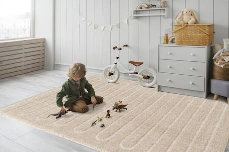 Tapis à relief en polyester recyclé eolya Beige sable+Blanc pur 2 - vertbaudet enfant 