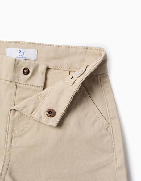 Short chino midi en sergé avec poches Beige clair+Bleu foncé 3 - vertbaudet enfant 