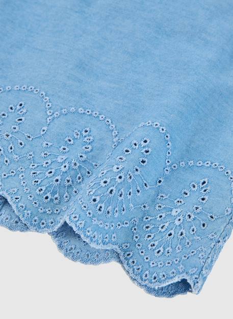 Top en denim brodé Bleu 4 - vertbaudet enfant 
