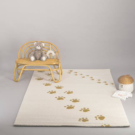 Tapis enfant doux et confortable empreintes d'ours Jaune naturel 2 - vertbaudet enfant 