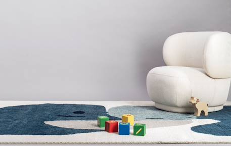 Tapis géométrique hommage à joan miró collage Bleu naturel+Palette colorée 2 - vertbaudet enfant 
