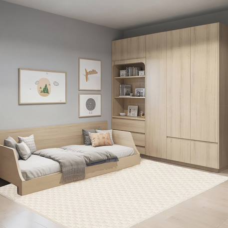 Tapis en laine et coton a carreaux fait main gabin Beige sable+Noir intense 2 - vertbaudet enfant 