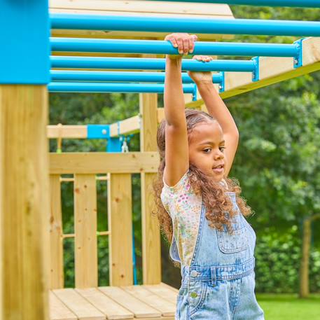 Barre pont de singe pour aire de jeux skywood bois fsc® Marron - bleu - vert 3 - vertbaudet enfant 