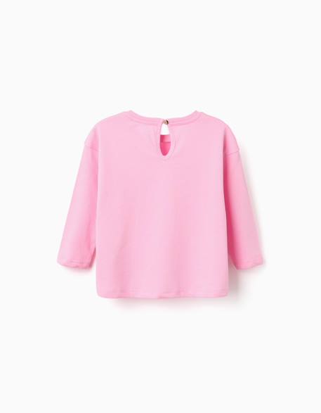 T-shirt à manches longues et imprimé en relief Blanc+Rose 5 - vertbaudet enfant 