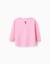 T-shirt à manches longues et imprimé en relief Blanc+Rose 5 - vertbaudet enfant 