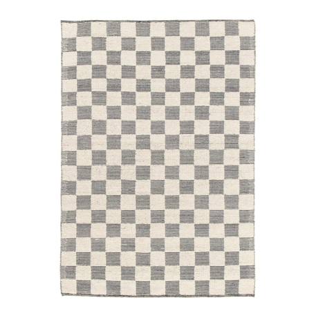 Tapis en laine et coton a carreaux fait main gabin Beige sable+Noir intense 7 - vertbaudet enfant 