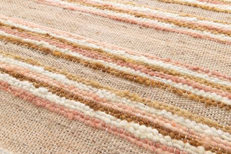 Tapis rayé fait main en laine et jute raj Beige sable+Rose poudrée 9 - vertbaudet enfant 