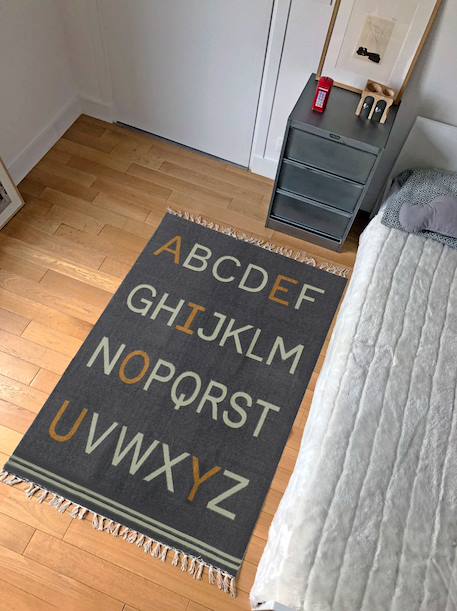 Tapis enfant en coton alphabet Gris minéral 2 - vertbaudet enfant 