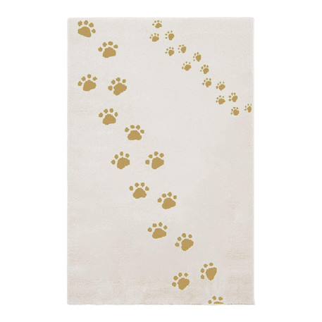 Tapis enfant doux et confortable empreintes d'ours Jaune naturel 1 - vertbaudet enfant 