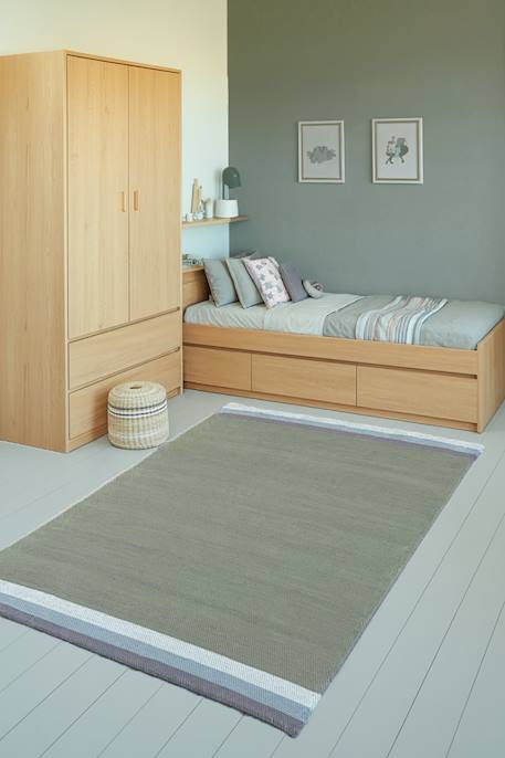 Tapis en coton recyclé tissé à la main fado Beige sable+Vert naturel 8 - vertbaudet enfant 