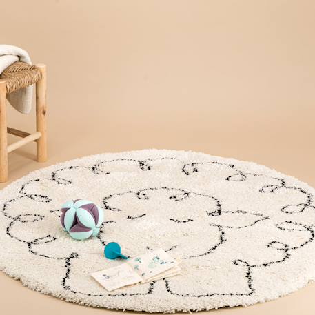 Tapis enfant rond doux et épais petit mouton Beige sable 2 - vertbaudet enfant 