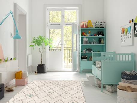 Tapis shaggy ethnique doux et volumineux diamond Beige sable 2 - vertbaudet enfant 