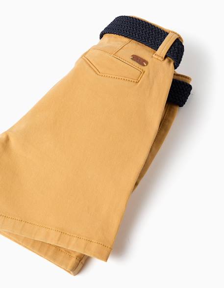 Short midi en sergé avec ceinture Bleu clair+Jaune+Marrón 8 - vertbaudet enfant 