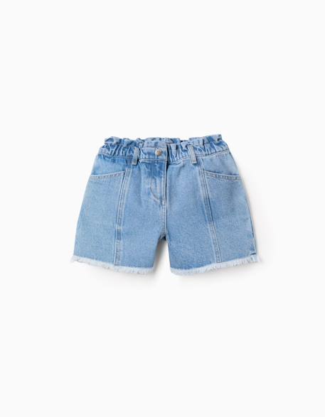 Short en jean à ourlets effilochés Bleu clair 1 - vertbaudet enfant 