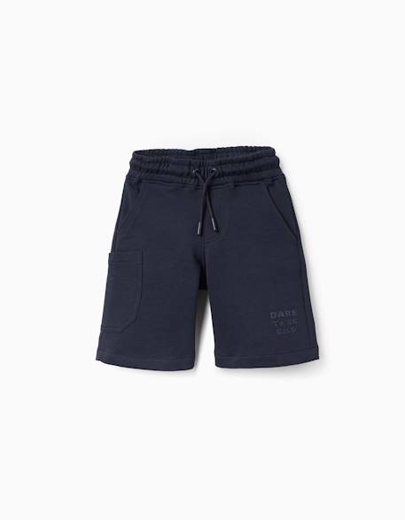 Garçon-Short midi en coton avec cordon de serrage et poche cargo