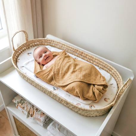 Set panier à langer : panier + matelas + drap-housse + tapis de change gallina Écru – motif poules champêtre 3 - vertbaudet enfant 