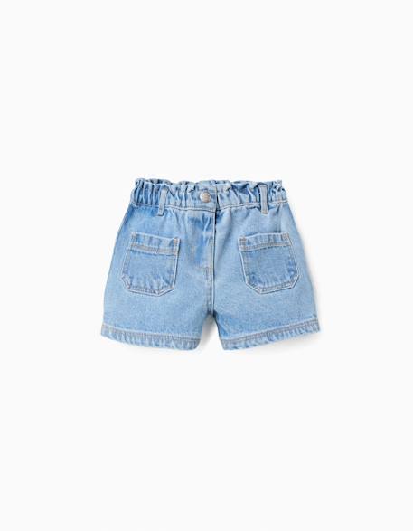 Short en jean avec poches à l'avant Bleu clair 1 - vertbaudet enfant 