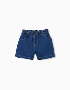 Short en jean avec taille paperbag et poches  - vertbaudet enfant