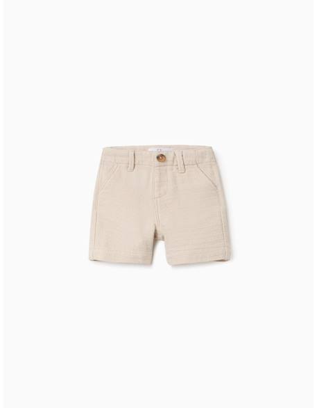 Short chino midi en coton dobby Blanc 1 - vertbaudet enfant 