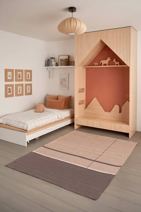 Tapis en fibres recyclées tissé à la main leonor Beige sable+Bleu naturel+Rose poudrée+Vert naturel 2 - vertbaudet enfant 