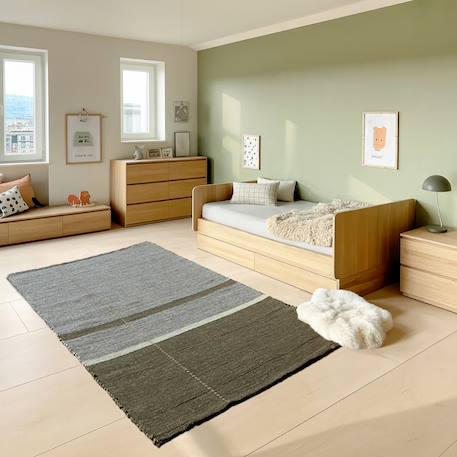 Tapis en fibres recyclées tissé à la main leonor Beige sable+Bleu naturel+Rose poudrée+Vert naturel 20 - vertbaudet enfant 