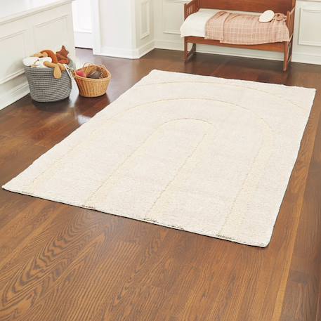 Tapis shaggy épais en polyester recyclé avec relief arcadia Beige sable 2 - vertbaudet enfant 