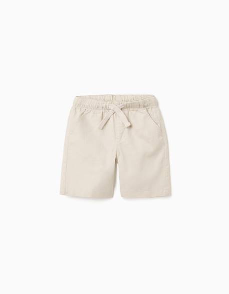 Garçon-Short-Short midi en lin et coton avec cordon de serrage