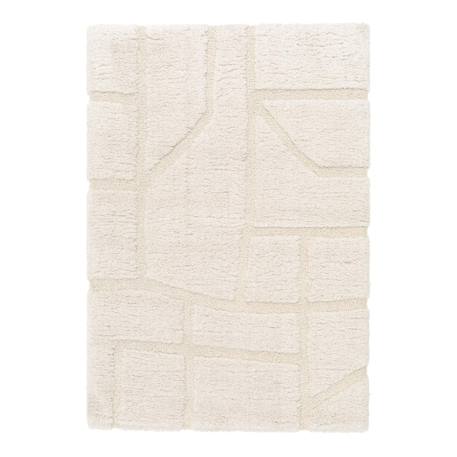 Tapis doux à relief en polyester recyclé murmure Beige sable 1 - vertbaudet enfant 