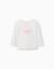 T-shirt à manches longues et imprimé en relief Blanc+Rose 1 - vertbaudet enfant 