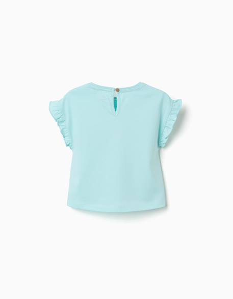 T-shirt en coton avec imprimé stitch et volants Bleu clair 2 - vertbaudet enfant 