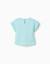 T-shirt en coton avec imprimé stitch et volants Bleu clair 2 - vertbaudet enfant 