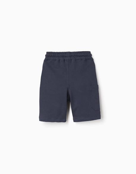 Short midi en coton avec cordon de serrage et poche cargo Bleu foncé 2 - vertbaudet enfant 