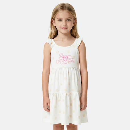Robe  fille  à bretelles volantées Blanc+Bleu+Rosatre 1 - vertbaudet enfant 