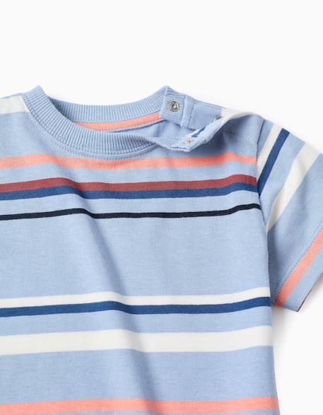 T-shirt rayé en coton Bleu clair 3 - vertbaudet enfant 