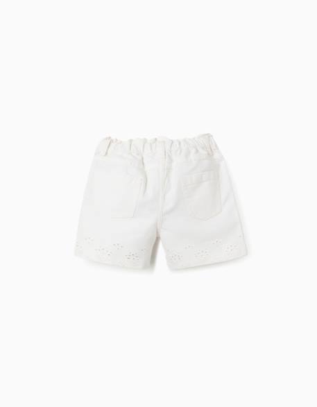 Short en sergé avec broderie anglaise Beige clair 2 - vertbaudet enfant 