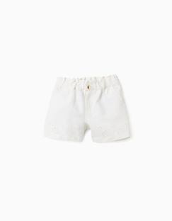 -Short en sergé avec broderie anglaise