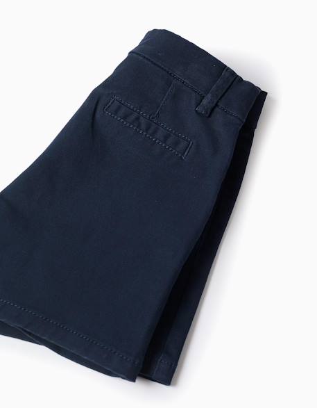 Short chino midi en sergé avec poches Beige clair+Bleu foncé 8 - vertbaudet enfant 