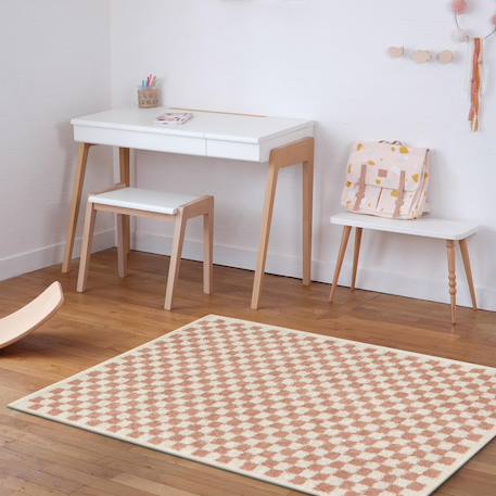 Tapis damier poils longs doux et volumineux checkers Beige sable+Bleu naturel+Gris minéral+Jaune naturel+Rose poudrée+Terracotta+Vert naturel 26 - vertbaudet enfant 