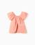 Blouse en coton à manches courtes et pois suisses Orange clair 2 - vertbaudet enfant 