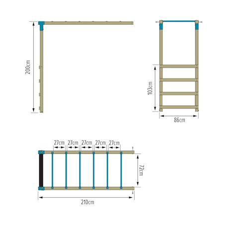 Barre pont de singe pour aire de jeux skywood bois fsc® Marron - bleu - vert 5 - vertbaudet enfant 