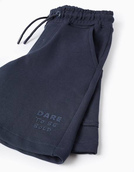 Short midi en coton avec cordon de serrage et poche cargo Bleu foncé 4 - vertbaudet enfant 