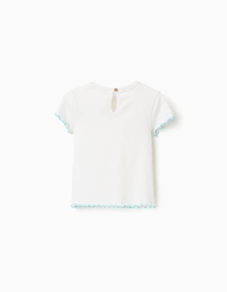T-shirt côtelé à extrémités ondulées Beige clair+Rose 2 - vertbaudet enfant 