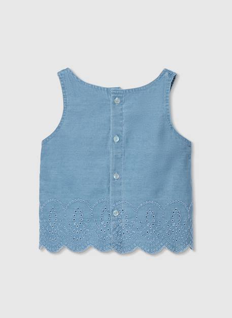 Top en denim brodé Bleu 2 - vertbaudet enfant 