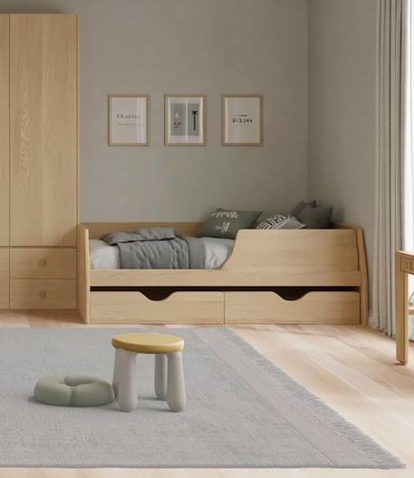 Tapis design doux en laine et coton fait main classic Gris minéral+Vert naturel 2 - vertbaudet enfant 