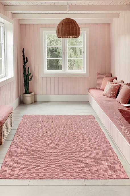 Tapis en fibres recyclées tissé à la main pessoa Bleu naturel+Gris minéral+Rose poudrée 14 - vertbaudet enfant 